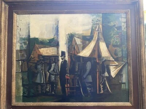 1930-40s ABRAHAM LINCOLN AT ANTIETAM MODERNIST ABSTRACT OIL/MASONITE - Picture 1 of 15