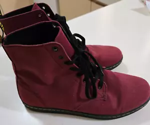 Dr Doc Martens ALFIE Shoreditch Maroon Red Canvas Combat Boots Shoes Mens US 13 - Picture 1 of 9