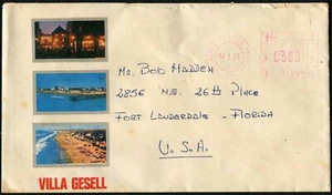 Argentina Villa Gesell Cover to Ft Lauderdale US 1986 Latin America 380p Postage - Picture 1 of 2