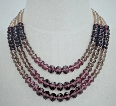 Collar Talbots Triple Hilo Vidrio Piedra Cuentas Tonos Tierra Foto 1 de 4