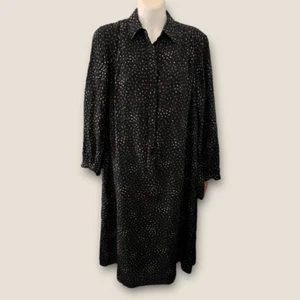 Vintage 80er-90er Cacharel fließendes Oversize Boho Langarm Blumen Kleid schwarz 7 - Bild 1 von 4