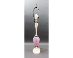 Vintage MCM Italian Murano Pink Opaline Art Glass Marble Table Lamp (Read) - Picture 1 of 9