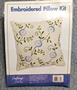 Craftways Embroidered Pillow Cover Kit Allure Blue Floral 18x18in - Picture 1 of 4