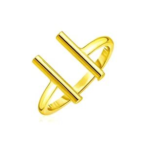 Anillo abierto de oro amarillo de 14k con barras - Imagen 1 de 4