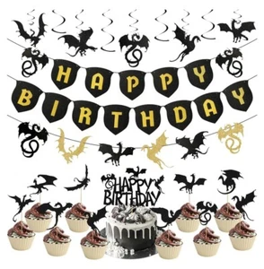 Zonon 44 Pieces Dragon Party Supplies Halloween Dragon Theme Cake Decoration B4 - Picture 1 of 5