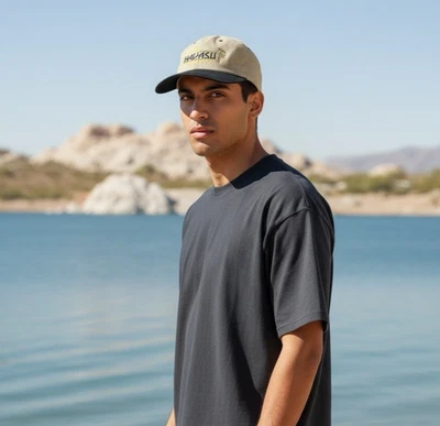 Lake Havasu Hat Cap Adj Embroidered Palm Tree Black Tan EUC - Image 1 of 4