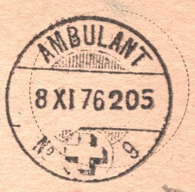 SWITZERLAND RAILWAY Card *AMBULANT #9* (TRAIN) 205 TPO Bern 1876 Faoug XV128 - Image 1 of 4