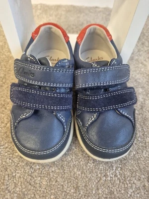 Clarks First Shoes Softly Tom Navy Leather With Train Size 4.5G VGC - Image 1 of 4