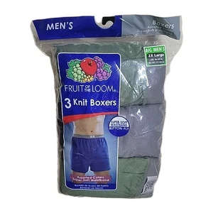 Fruit of the Loom Knit Boxers 2XL 3 Pairs Multicolor Green Gray Super Soft Pack - Picture 1 of 8