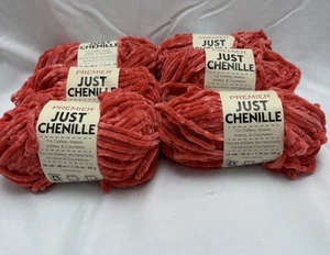 6 Skeins Premier Yarn Just Chenille Bulky 6 Salmon Orange Lot 925 - Picture 1 of 4