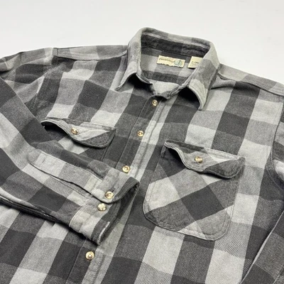 Camisa Fieldmaster Para Hombres XL Gris Negra Franela a Cuadros Botón Bolsillos Frontales Informal Foto 1 de 4