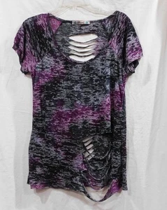 GW - Jr. Distressed Style Shirt from Thread - Purple/Black/Gray - Sz XL - Picture 1 of 2