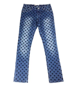 Girls Jeans Size 14 Levis 711 Skinny Black Velvet Dots Adjustable Waistband - Picture 1 of 12