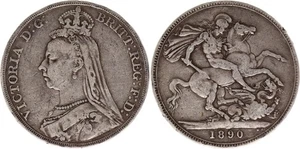 1 Crown Victoria - St George et Dragon - 1890 Argent - Picture 1 of 1