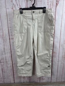 DKNY Jeans Capri Hose Damen 14 Beige Khaki Baumwolle Stretch Cropped Utility - Bild 1 von 20