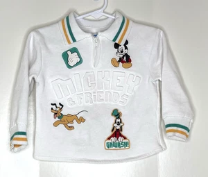 Mickey & Friends 18 months Disney Boys White Sweatshirt Top Shirt Knit Collared - Picture 1 of 4