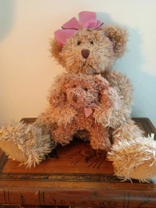 Russ Berrie Plush Teddy Bear Named "Marmie" with her Baby -  Very Good Condition - Picture 1 of 8