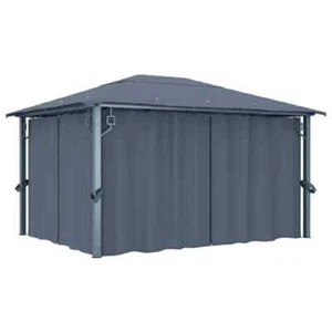 vidaXL Gazebo with Curtain 400x300 cm Anthracite Aluminium - Picture 1 of 11