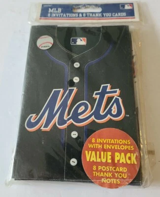 Invitaciones y tarjetas de agradecimiento de los Mets de Nueva York MLB nuevo paquete económico Foto 1 de 2