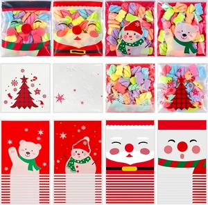 150 Pcs Christmas Cellophane Bags Xmas Treat Candy Cookie Biscuit Bags Self-Adhe - Picture 1 of 7