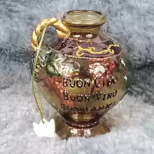 Kurt Adler "Buon Cibo Buon Vino Buoni Amici" Grape Pitcher Glas Ornament 3" Gold - Picture 1 of 11