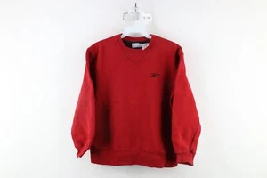 Vintage 90s Reebok Boys Medium Distressed Classic Logo Crewneck Sweatshirt Red - Picture 1 of 12