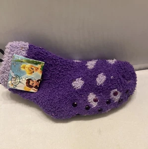 Disney Fairies Cozy Slipper Socks Shoe Size 4-6 Grip Purple - Picture 1 of 14