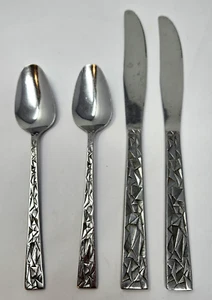 4 Supreme Cutlery Towle AQUARIUS Teaspoons & Knives Japan  Geometric Silverware - Picture 1 of 13