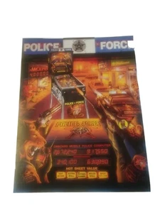 Máquina de Pinball Original Police Force Flyer Nuevo de Lote Antiguo Williams 1989 ¡Bonito! - Imagen 1 de 2
