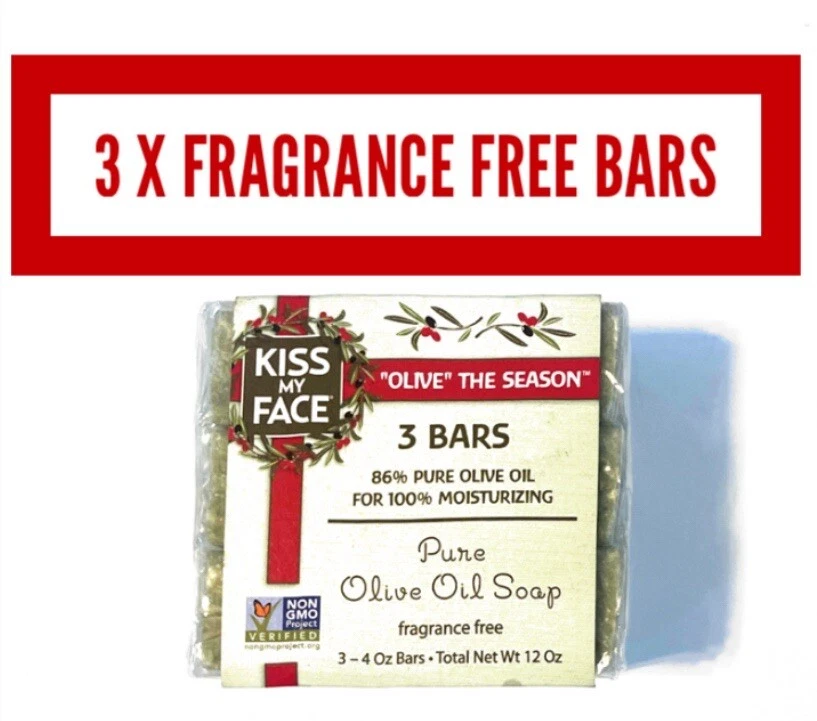 Батончики для мыла с оливковым маслом Kiss My Face «Olive» The Season (3 упаковки) веганские без запаха - Изображение 1 из 4
