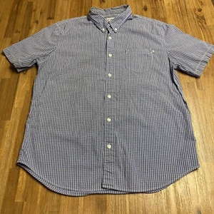 Timberland Mens Regular Fit Button Down Shirt White & Blue Plaid Checkered, Sz L - Picture 1 of 7