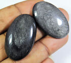 2Pcs Natural Silver Sheen Oval Untreated Loose Gemstone Cabochon 77Cts.