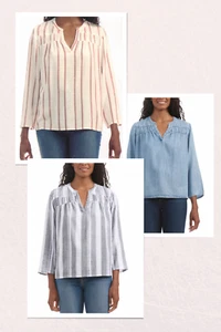 Espléndida blusa de mujer con cuello en V mezcla de lino viscosa (selecciona color y talla) - Imagen 1 de 12