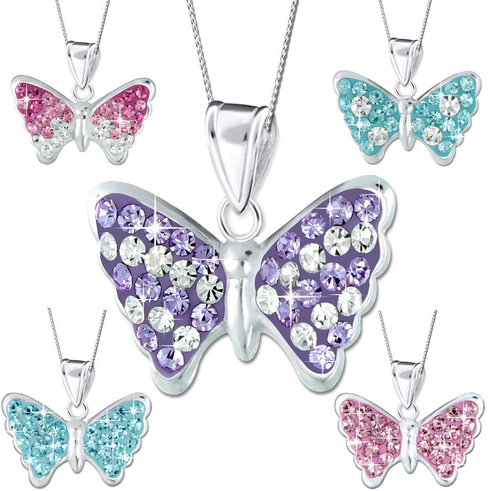 Halskette mit Anhänger Hals Kette Schmetterling 925 Echt Silber für Kinder Damen - Bild 1 von 1