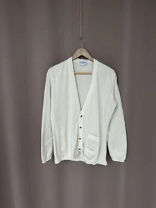 Salvatore Ferragamo Cotton Knit Cardigan Womens Size L Beige V-Neck Sweater - Picture 1 of 16