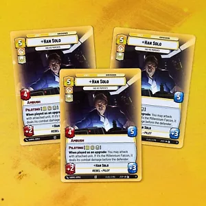 3x OP Han Solo Has His Moments 17 JTL Salto a Velocidad de la Luz JUEGO SWU Semanal - Imagen 1 de 2