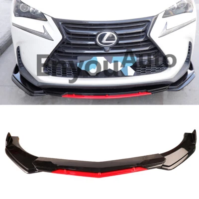 For Lexus RX350 RX350H RX450 Front Bumper Lip Spoiler Splitter Glossy Black Red - Image 1 of 4
