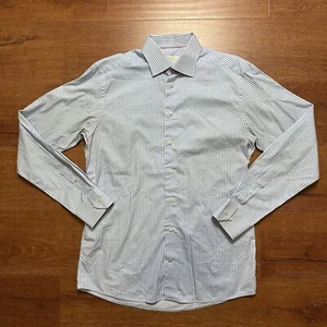 Eton Button Up Shirt Mens L Blue Stripe Long Sleeve Dress Woven City Modern - Picture 1 of 15