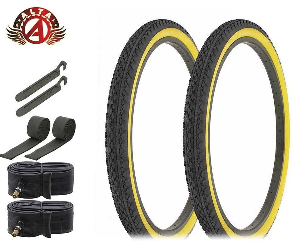 ALTA Bicycle Tire 26" x 2.125" Black/Gum (2) Tires, Tubes, Lever & Strip Diamond - Image 1 of 1