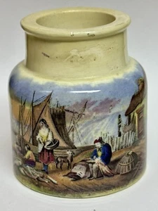 1850’s Pratt Prattware Pot - PEGWELL BAY - Mending The Nets - Mort. #503 (SH) - Picture 1 of 7
