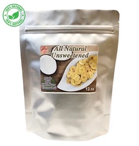Unsweetened All Natural Banana Chips Made With Pure Coconut Oil 12.oz Mylar Bag - Picture 1 of 3