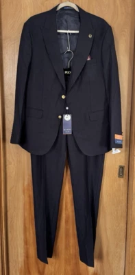 Delmont Men's Solid Dark Navy Slim Fit Suit 2-Piece Coat & Pants Size 48 NWT - Image 1 of 4