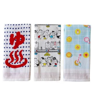 3Set Japanese Tenugui Towel Imabari Cotton Gauze Face Towels Sashiko Onsen mark  Foto 1 de 2