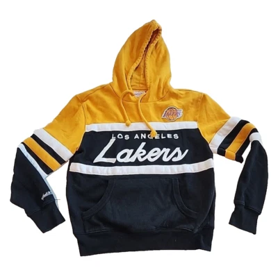 Chaqueta Mitchell & Ness de LA Lakers para Hombres Cabeza Media Entrenador de Baloncesto Sudadera con Capucha Foto 1 de 4