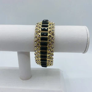Lia Sophia Modelina Gold Gray & Clear Bling Stretch Bracelet - New - Picture 1 of 4