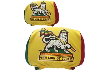 Lion of Judah Rasta Headrest Cover Flag Mini Banner Africa All Vehicle Ethiopia  - Picture 1 of 3