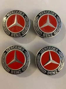 Mercedes Benz alloy wheel center caps hubcaps Red - Picture 1 of 4