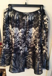 New Chico's Floral Bloom Berkley Multi Black Silver  Skirt Size 3/US 18/XL, $98 - Picture 1 of 3