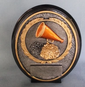 CHEERLEADING trophy resin self standing black oval plate 6" size BT660 - Picture 1 of 2