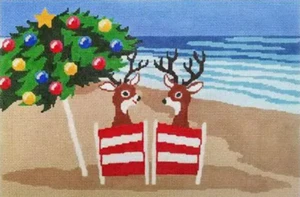 Needlepoint Handpainted Coastal Christmas CBK 12x8 - Picture 1 of 1